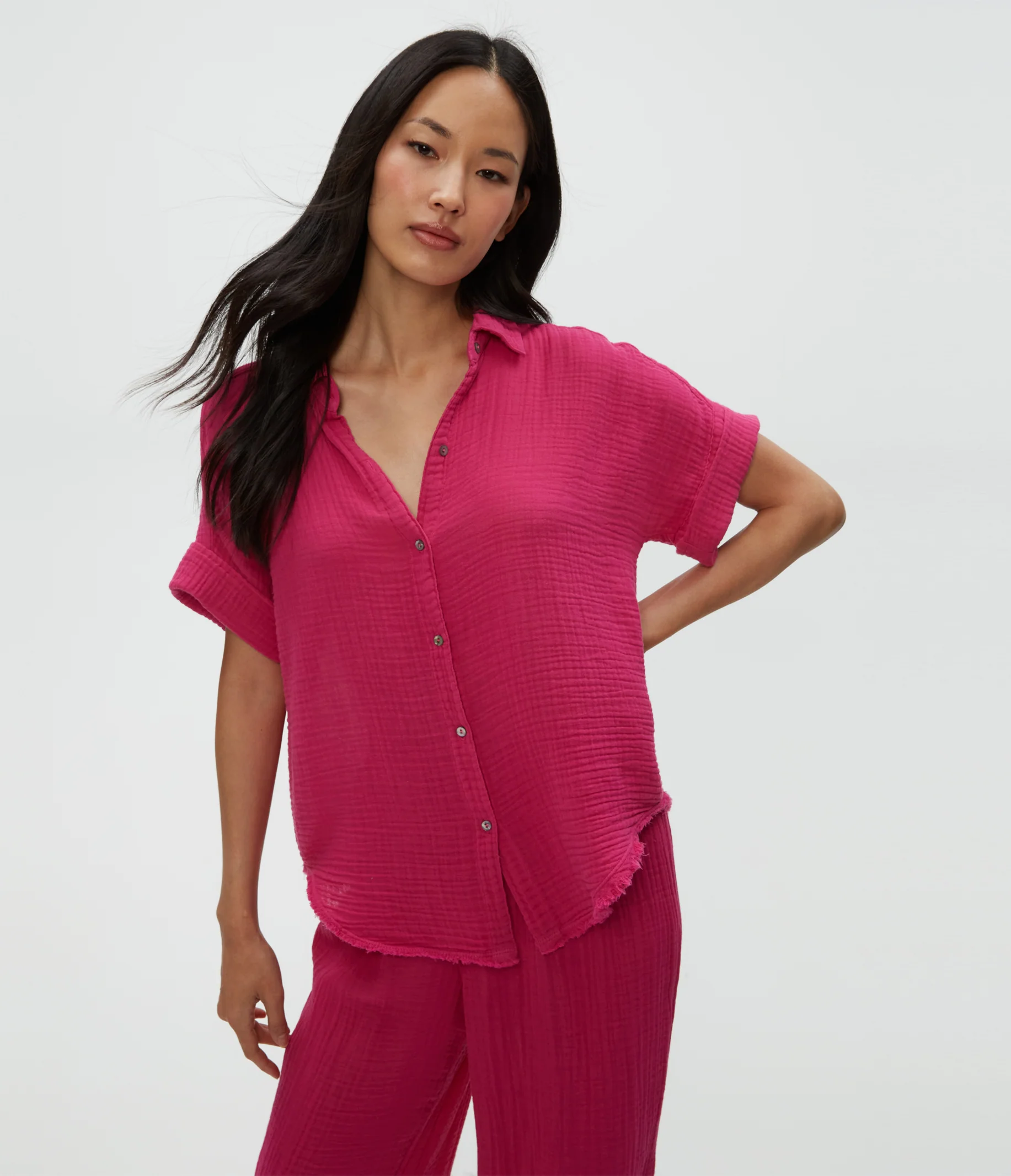 Bailey Gauze Button Down Shirt - Image 12