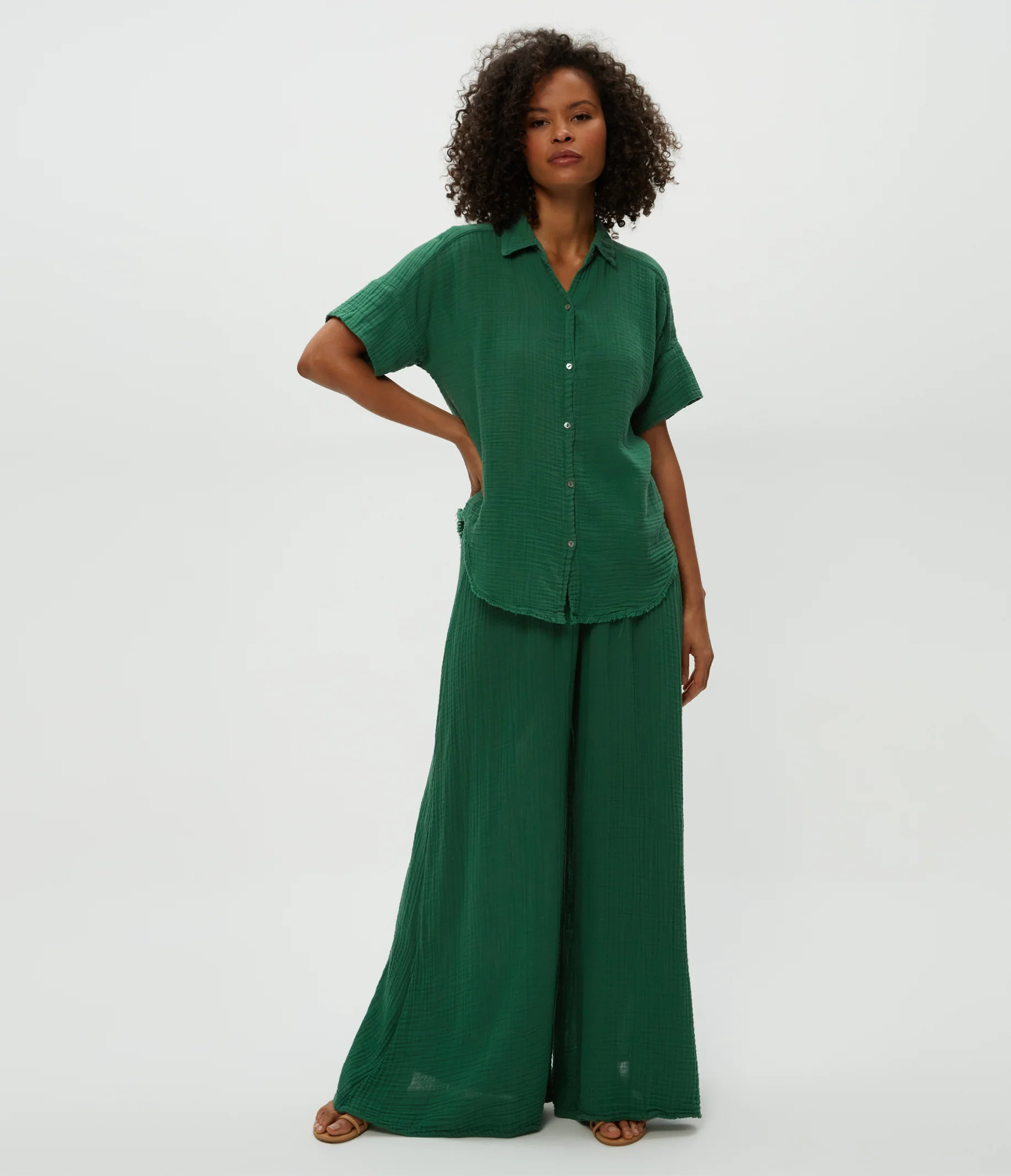 Bailey Gauze Button Down Shirt - Image 17