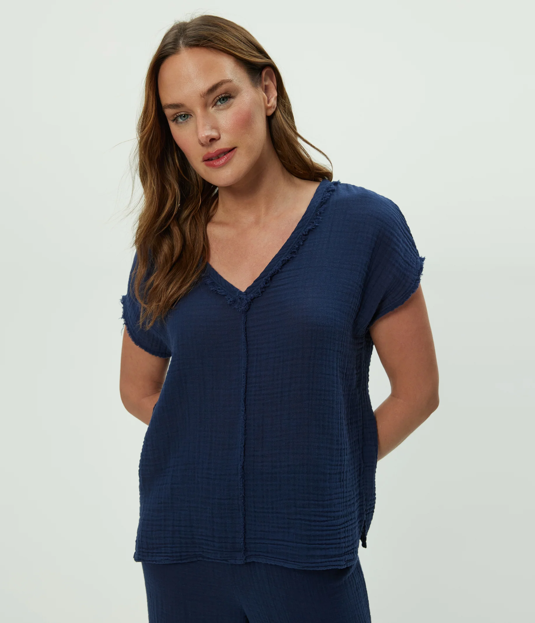Draya Gauze V-Neck Top - Image 25