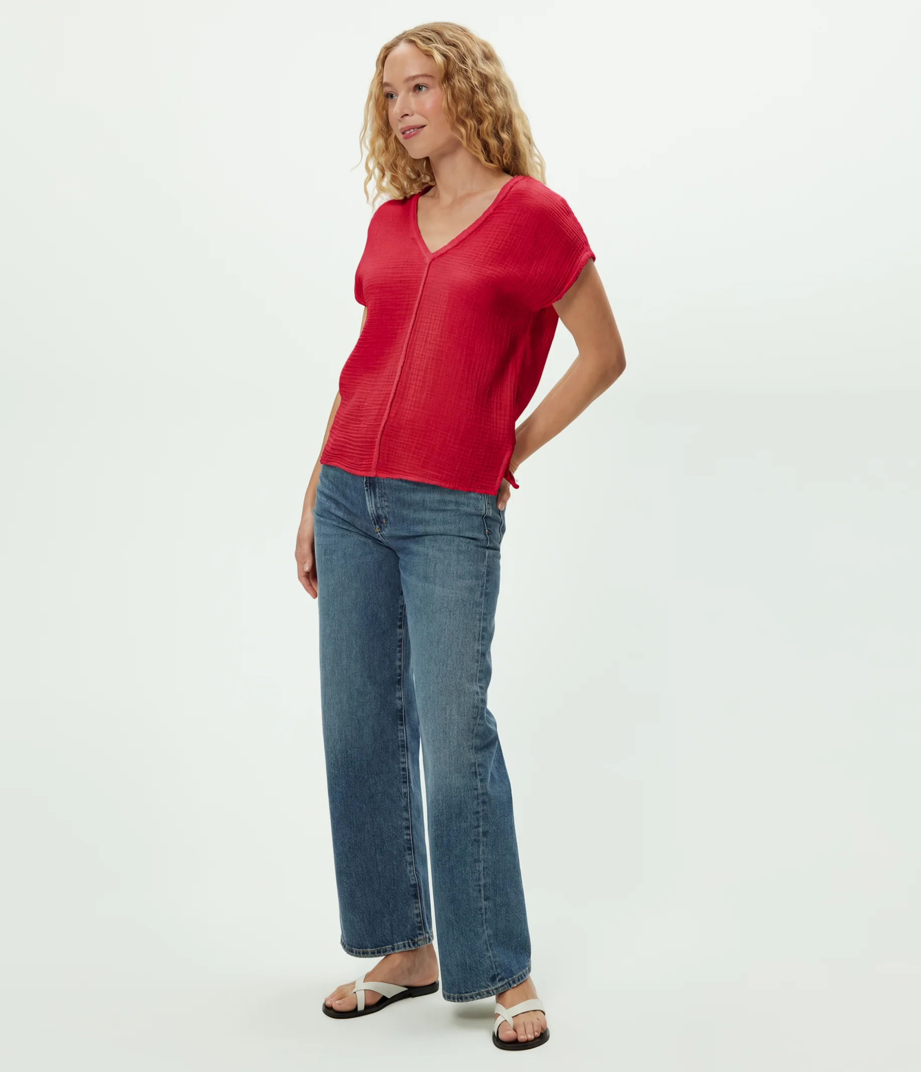 Draya Gauze V-Neck Top - Image 32