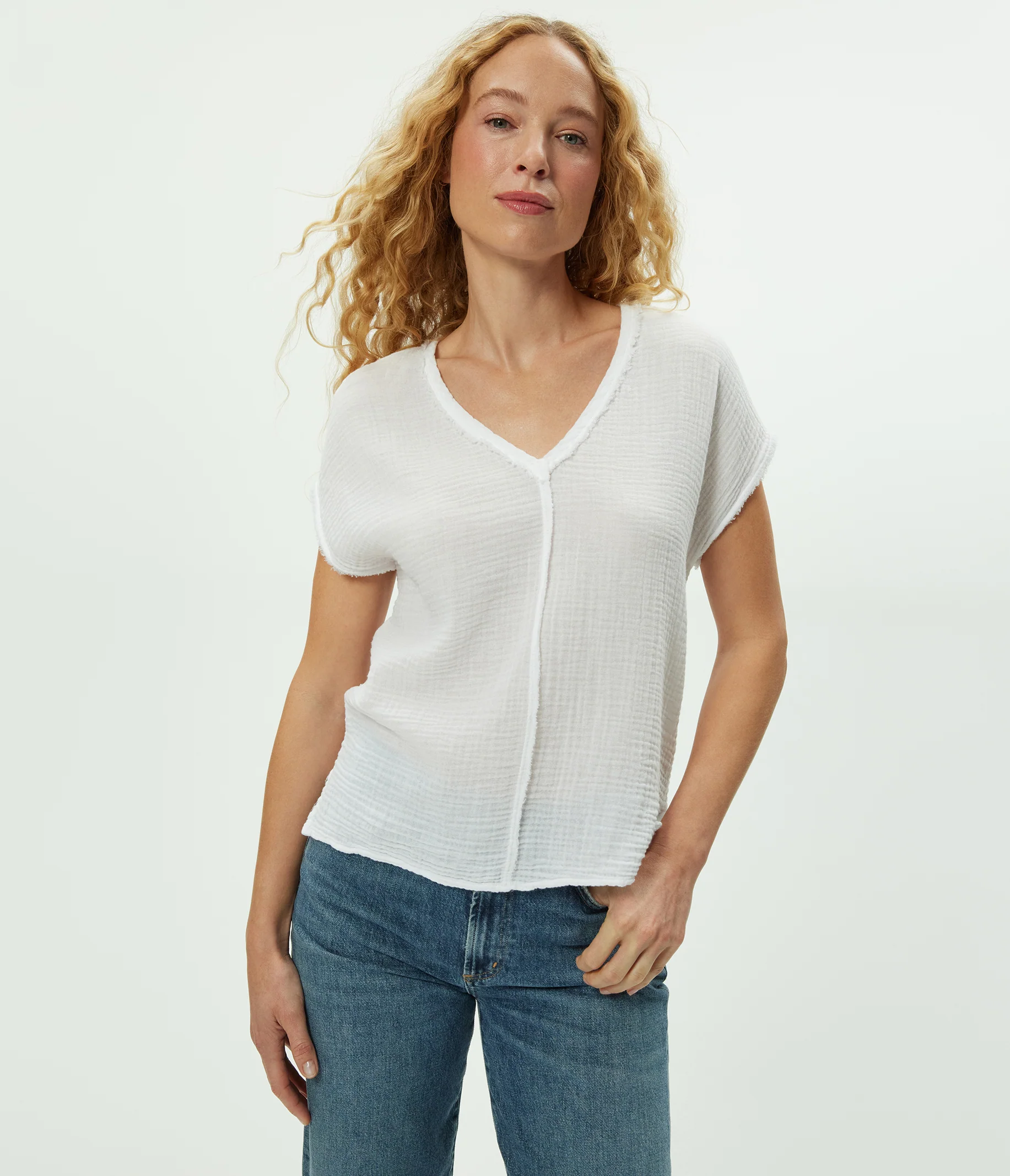 Draya Gauze V-Neck Top - Image 5