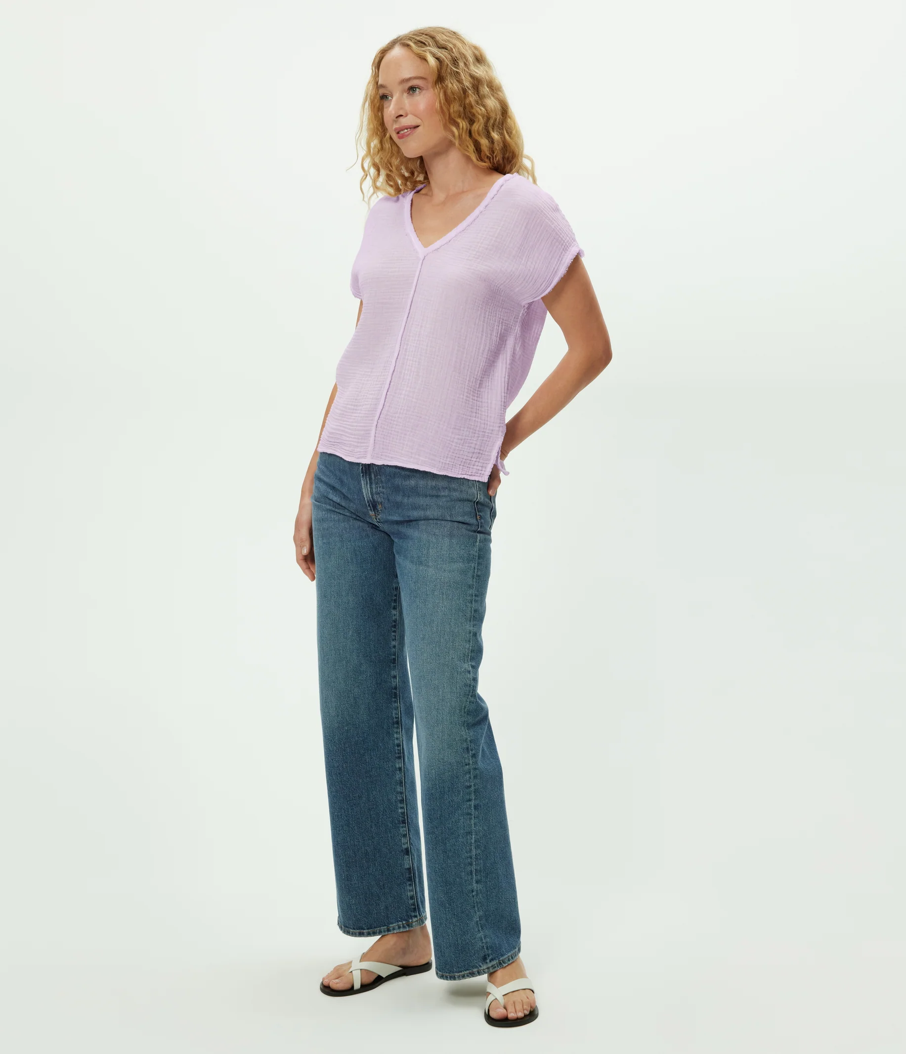 Draya Gauze V-Neck Top - Image 52