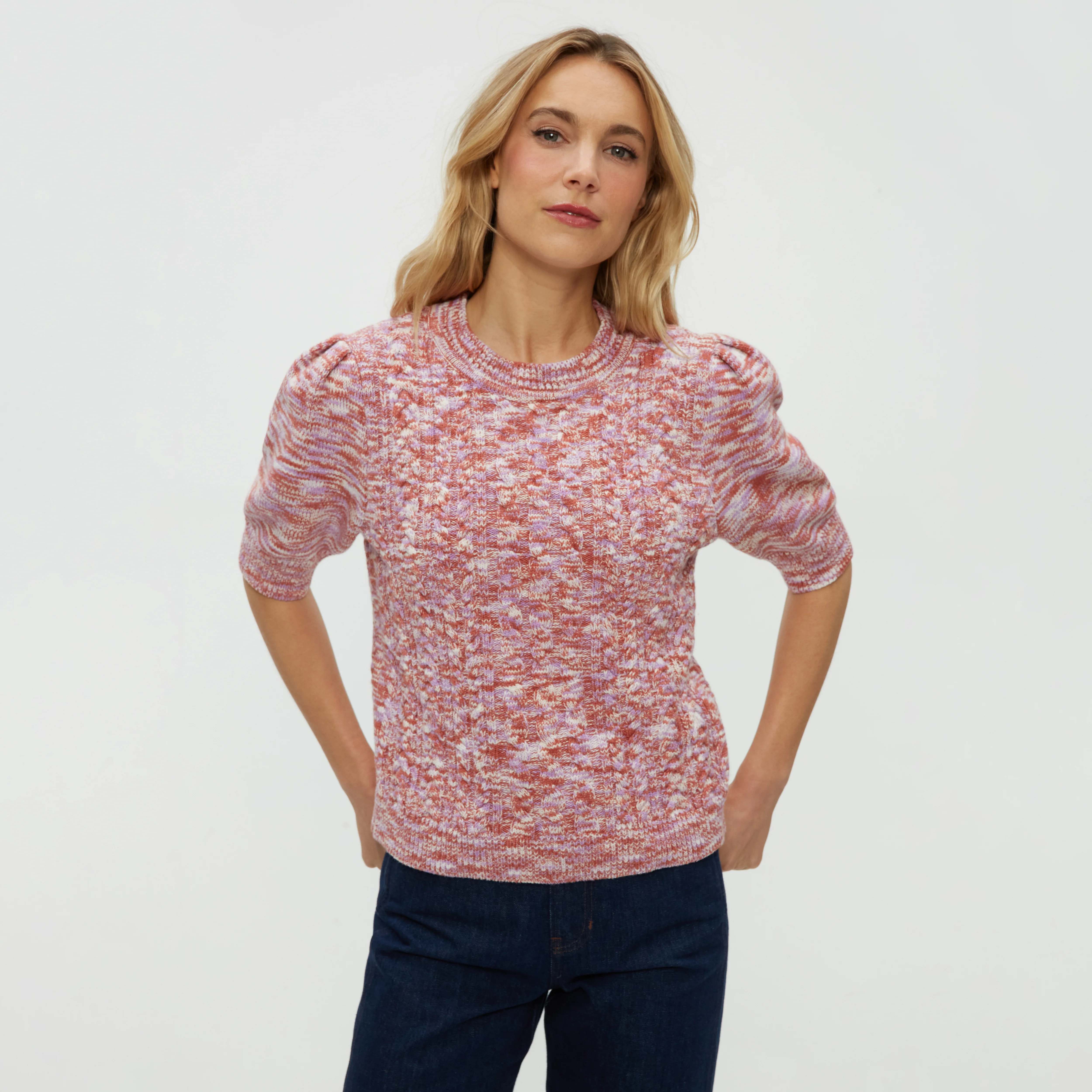 Elaine Mixed Puff Sleeve Pullover