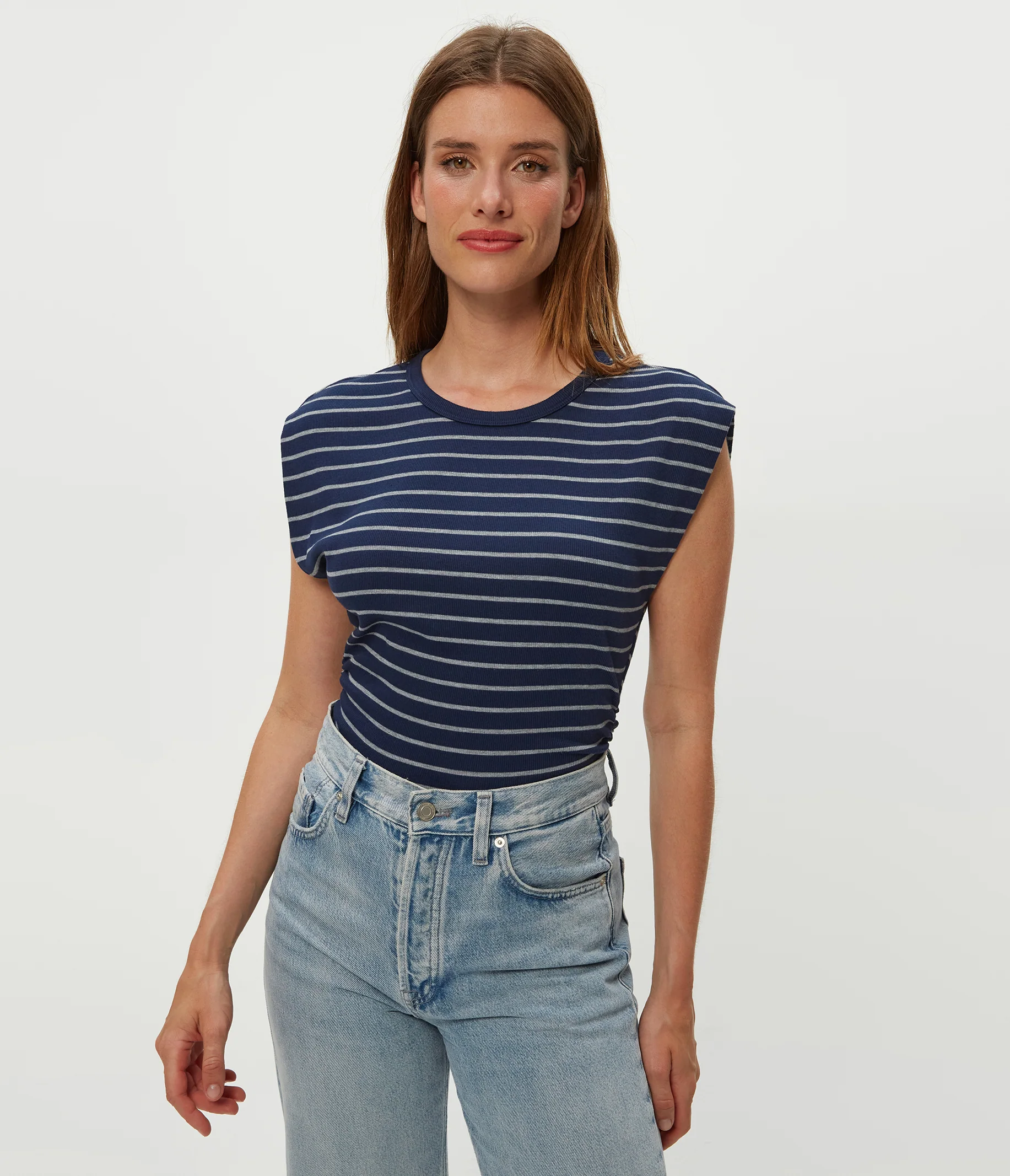 Joni Striped Power Shoulder Tee - Image 17