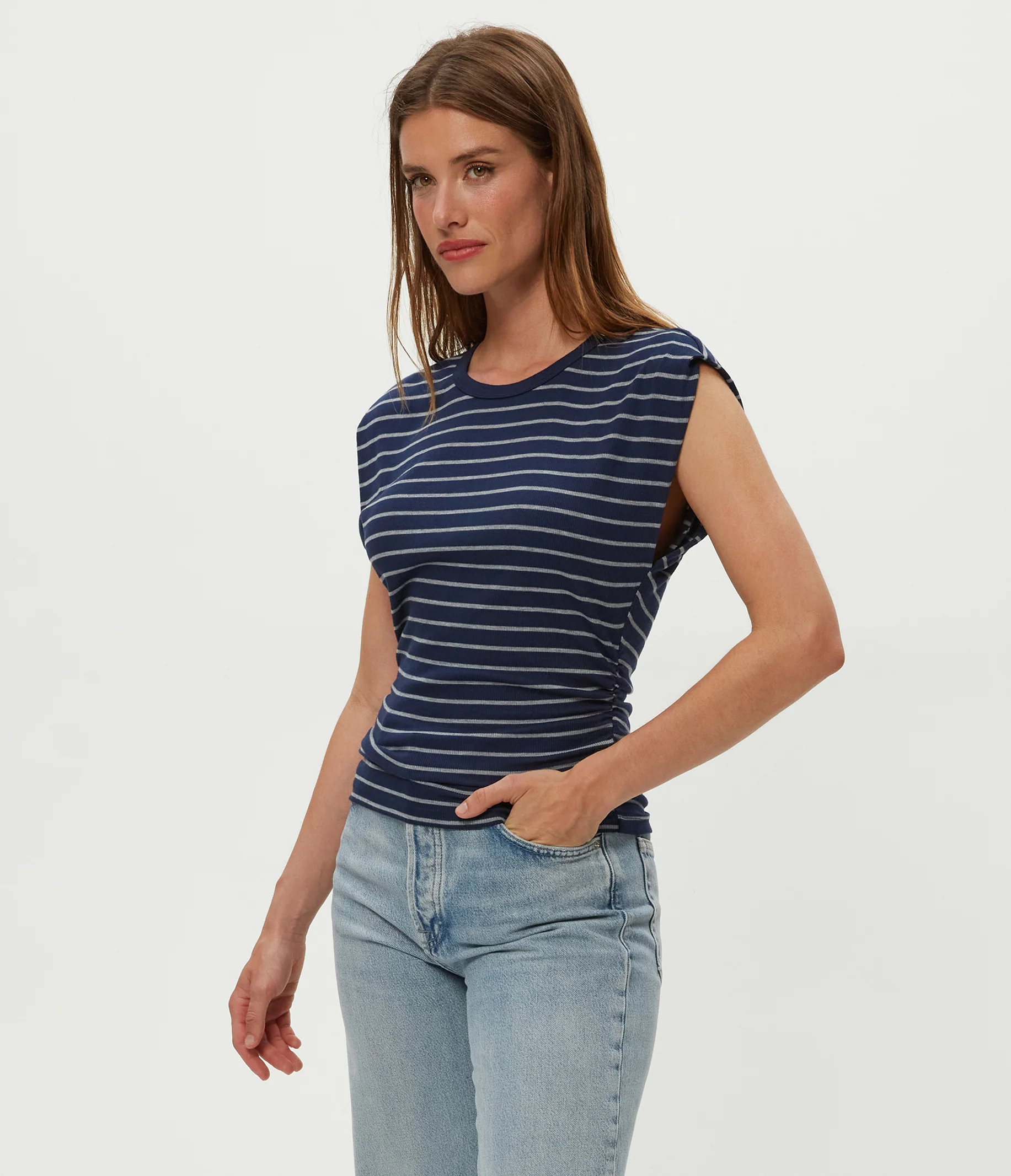 Joni Striped Power Shoulder Tee - Image 19