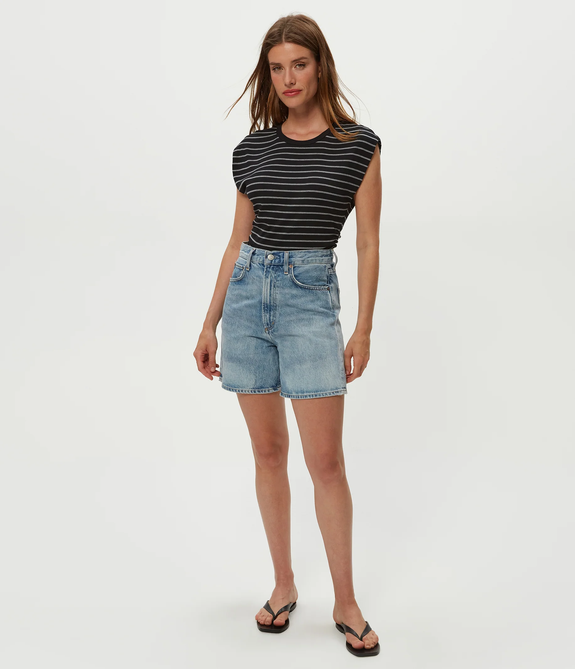 Joni Striped Power Shoulder Tee - Image 2
