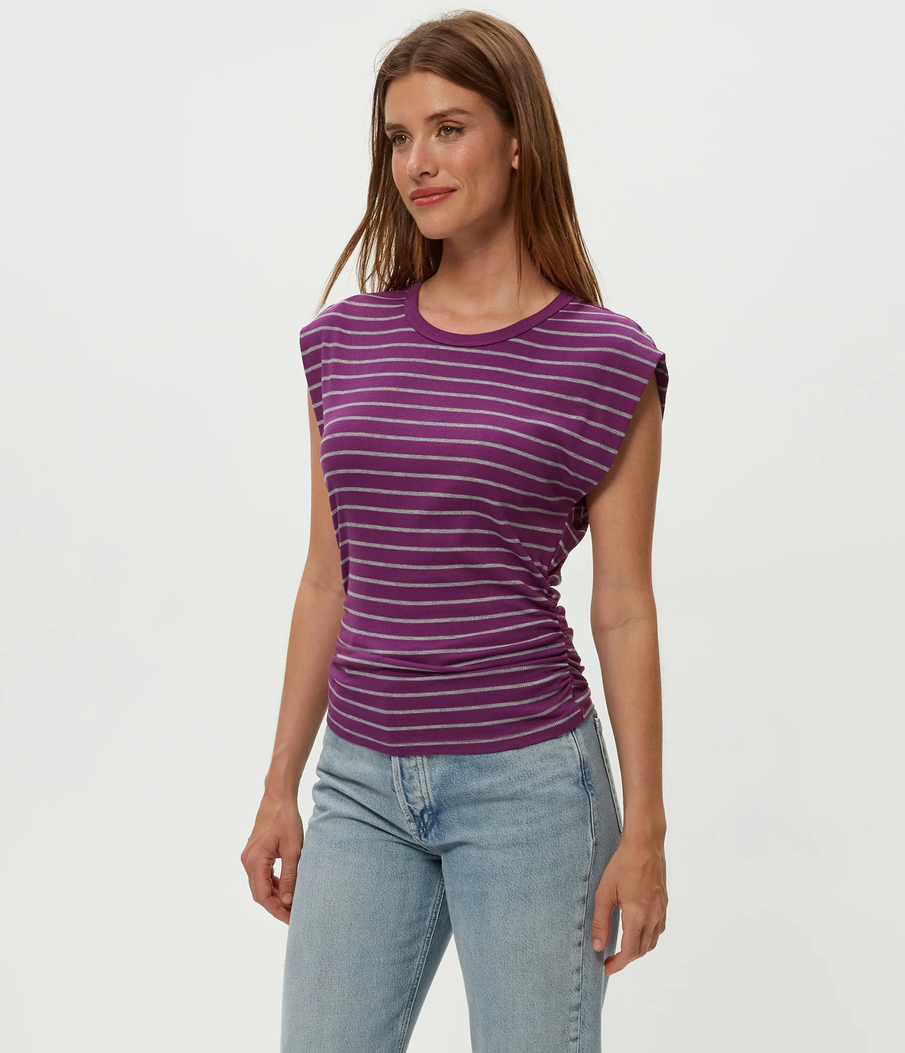 Joni Striped Power Shoulder Tee - Image 23