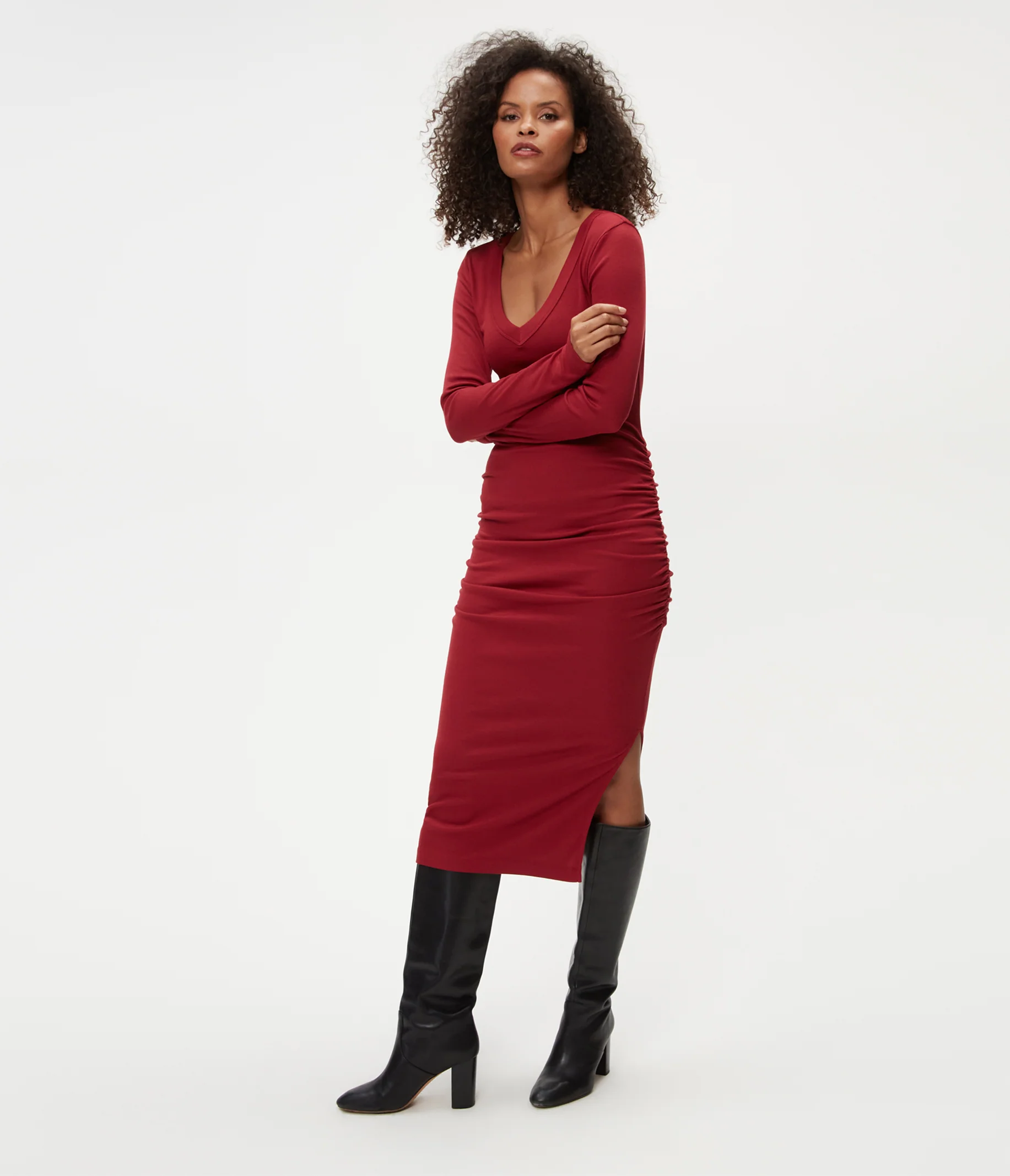 Nova Ribbed V-Neck Dress - Image 31