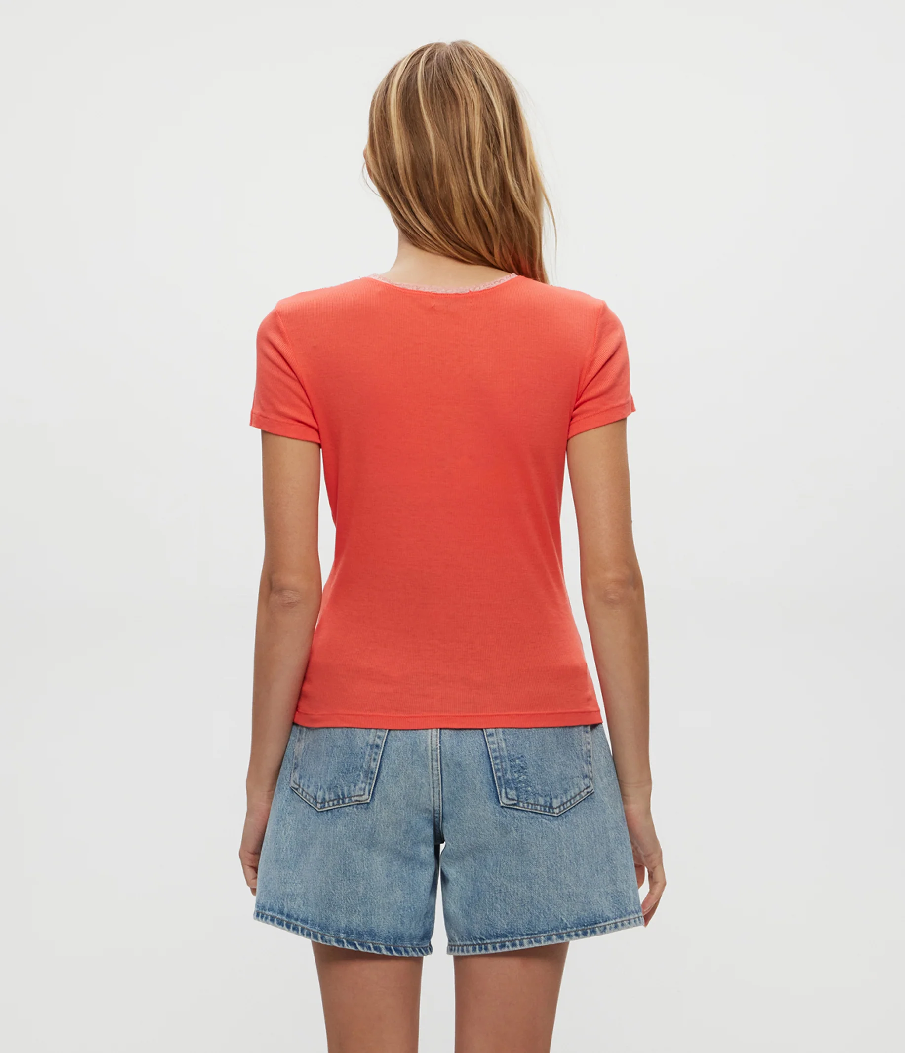 Paisley Supima Rib Lace Tee - Image 4