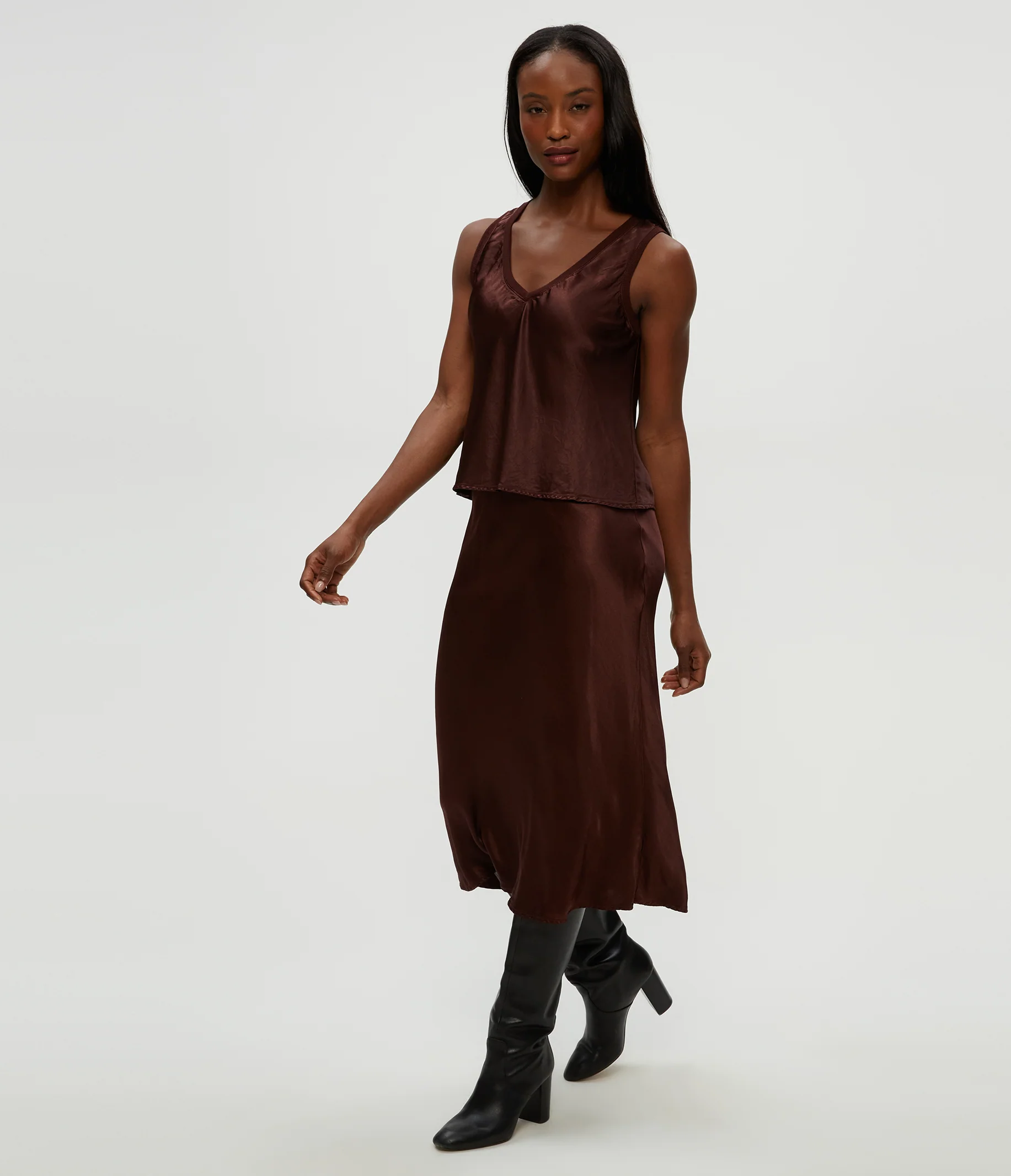 Petite Leila Bias Cut Midi Skirt - Image 7