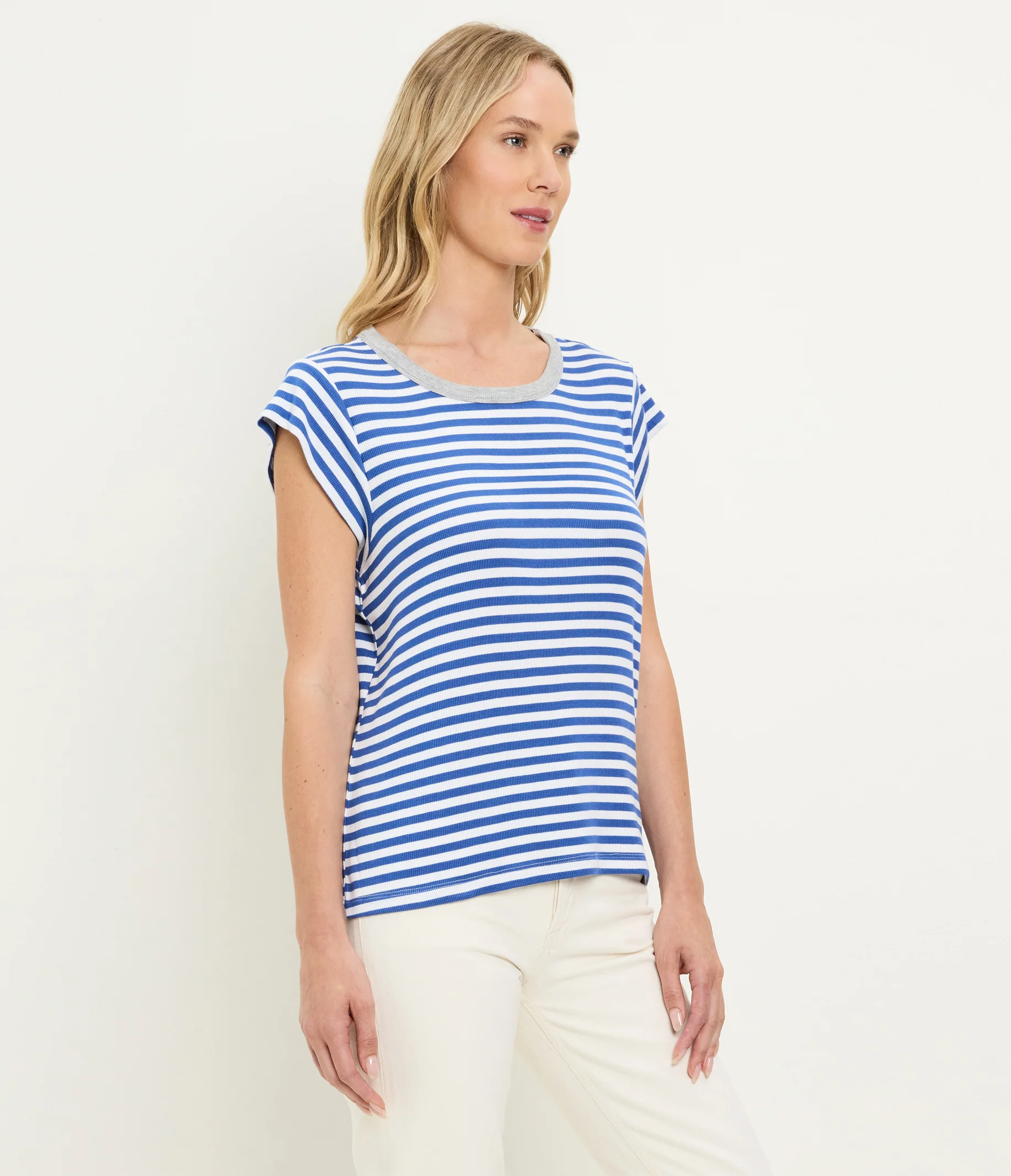 Tanya Striped Power Shoulder Tee - Image 4