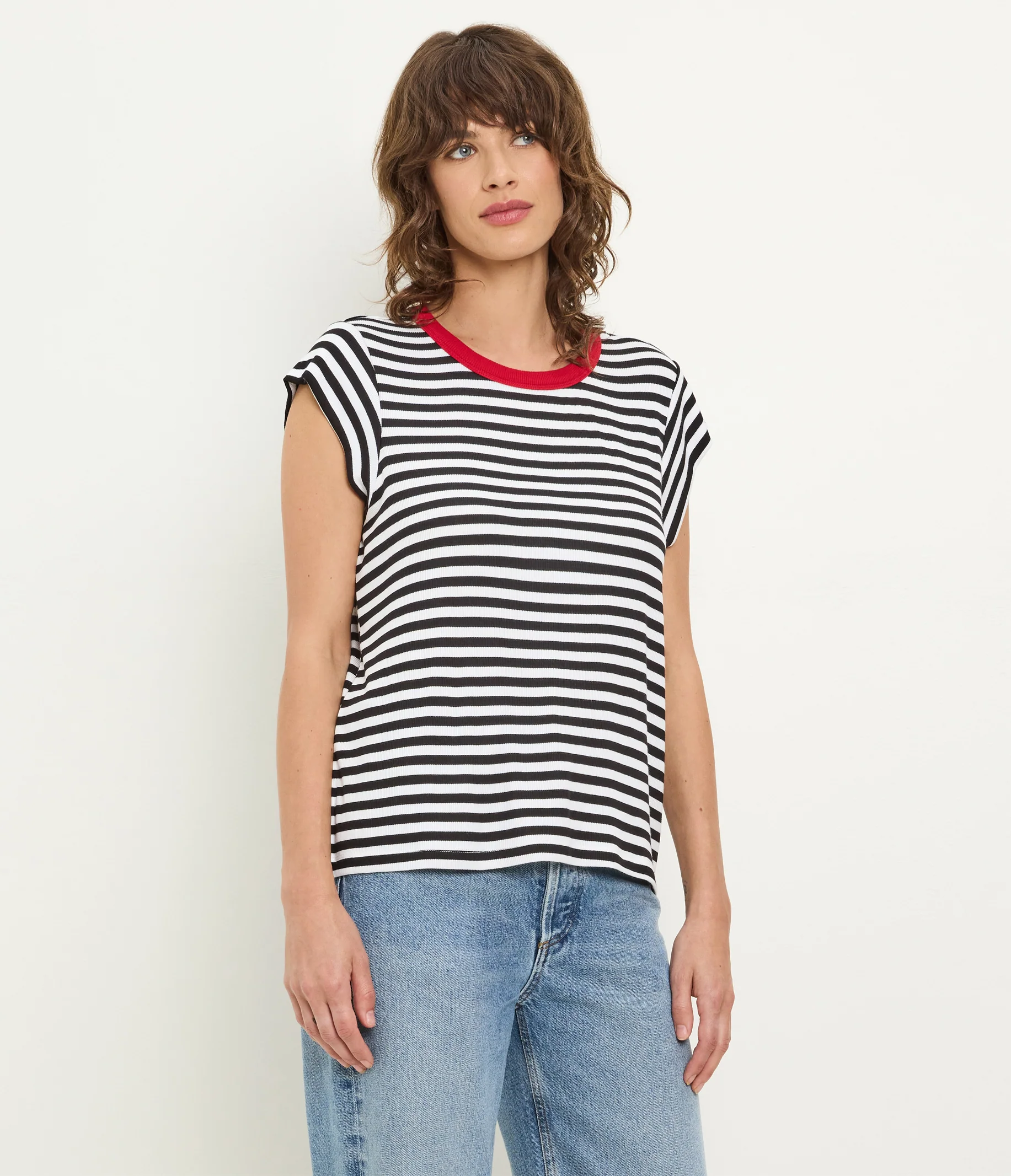 Tanya Striped Power Shoulder Tee - Image 9
